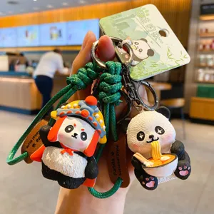 Original Sichuan Stil Panda Schlüsselanhänger Anhänger Harz Cartoon Süße Tier Tasche Charm Chinesische Oper Kultur Auto Ornament Geschenk