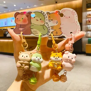 Original Chinese Zodiac Magnetic Couple Keychain Cute Resin Animal Bag Pendant Healing Style Bell Key Ring Gift For Friends Couples