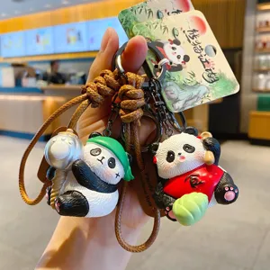 Original Panda Jianghu Series Resin Doll Keychain Cartoon Chinese Style Chivalrous Panda Figure Bag Hanging Ornament Pendant Gift