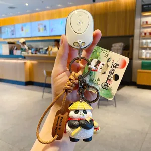 Cute panda keychain charm kung fu cartoon style bag pendant creative gift accessory