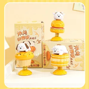 Cute animal bobblehead ornament set with bakery themes, perfect for car and office desktop decor.