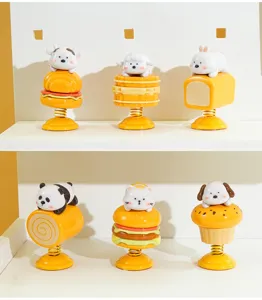 Cute animal baking bobblehead figurine set, resin cute pet desktop car decoration ornament.