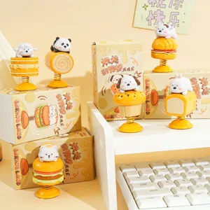 Cute Cartoon Animal Bakery Bobblehead Ornament Creative Resin Dessert Puppy Panda Kitten Car Dashboard Office Desk Decorative Ornament Gift