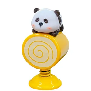 Cute panda shaking doll car ornament, resin spring dashboard decoration for auto desk.