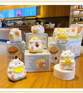 Cute foodie hamster resin figurine creative desktop ornament for home decor and fun display