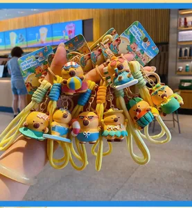 Cute capybara keychain pendant island theme cute animal backpack keyring accessories for students