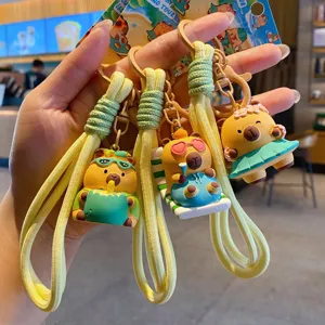 Cute Capybara Keychain Resin Hardware Cartoon Animal Pendant Student Schoolbag Bag Charm Key Chain Jewelry Gift