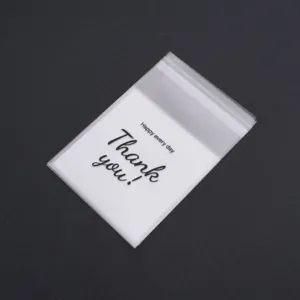 Clear self-adhesive packaging bags with thank you print for cookies and jewelry accessories.