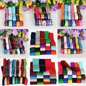 Ensemble de Rubans Gros-Grains Multicolores pour Nœuds Artisanaux DIY Accessoires de Coiffure Tissu Matériaux de Couture Emballage Cadeau