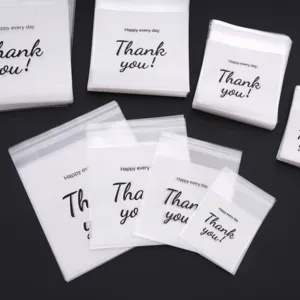 Transparent Self Sealing Plastic Bags Cookie Packaging Clear Pouches With Thank You Print Resealable Jewelry Bags