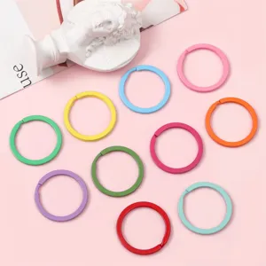 Colorful Flat Wire Circle Keychains Iron Split Rings For DIY Crafts Bag Hooks Phone Chains Accessories