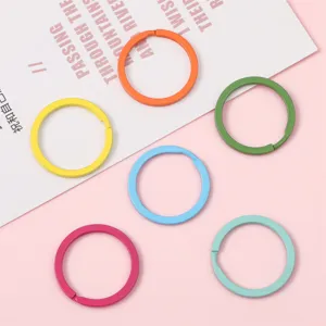 Colorful metal flat split key rings for DIY crafts, bag hooks, and phone chain accessories.