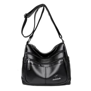 Damen Weich PU-Leder Umhängetasche Lässige Mehrfachtaschen Schultertasche Große Kapazität Tägliche Handtasche