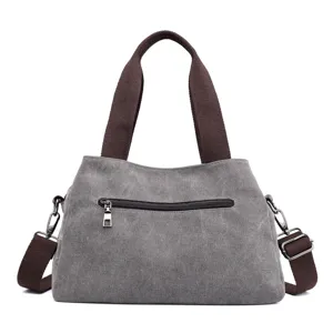 Casual canvas women handbag stylish solid color shoulder crossbody bag main view.