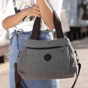 Casual canvas women handbag stylish solid color shoulder bag versatile crossbody bag for daily use