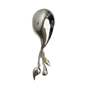 French vintage metal smooth streamline chili tassel pendant brooch for women suit accessory