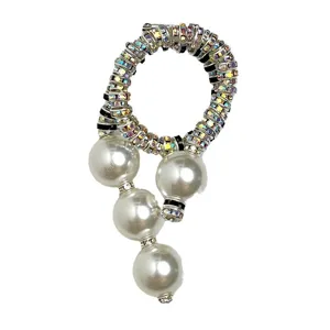 Elegante kristalen spiraal hangende parel broche voor vrouwen, luxe mode sieraden.