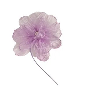 Purple organza flower choker necklace elegant fairy ribbon wristband for women and girls