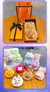 Cute plush animal keychain fluffy pom pom backpack pendant cute cartoon doll key ring gift