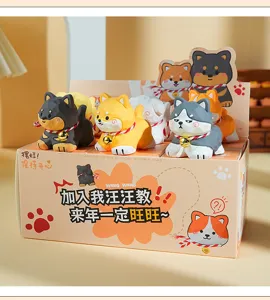 Figurines de chien mignonnes en bois pour décoration de bureau et tableau de bord.