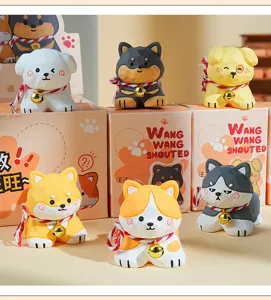 Joli ensemble de figurines de chien géométriques, sculpture animale en résine pour bureau.