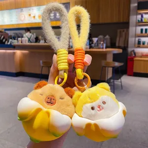 Creative Cartoon Banana Green Plush Capybara Key Chain Cute Animal Doll Schoolbag Pendant Car Keychain Gift