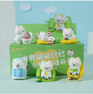 Cute West Highland dog resin figurine set, perfect for home desktop and car interior decoration.