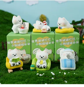 Cute resin Westie dog figurines set for home desktop and car interior decoration.