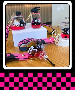 Cute oil-floating black cat keychain set sweet cool bag pendant car key ring accessory