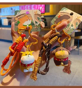 Fluffy cute puppy resin keychain backpack pendant couple accessory exquisite detail view