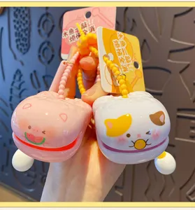Cute cartoon wooden fish decompression keychain portable stress relief toy bag gift