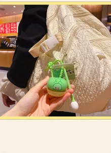 Green turtle wooden fish keychain stress relief toy cute backpack pendant for daily use