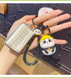 Cute Cartoon Panda Car Key Case Keyring Holder Creative Silicone Keychain Bag Pendant Gift