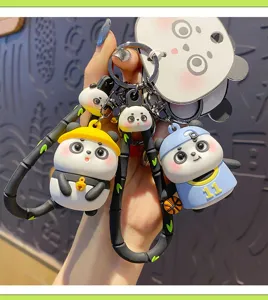 Cute cartoon panda keychain set bag charm fashion accessory lovely animal doll pendant gift