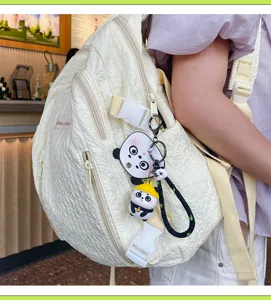 Cute panda keychain plush doll bag charm pendant cute schoolbag hanging chain for women