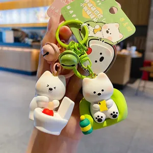 Cute West Highland White Terrier Keychain Resin Cartoon Puppy Bag Pendant Creative Couple Key Chain Accessories