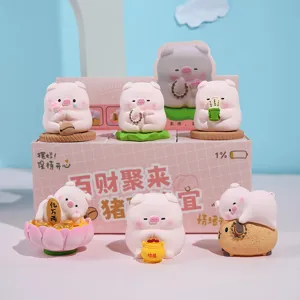 Cute Resin Animal Figurine Cartoon Desktop Ornament Car Interior Decor Creative Blind Box Toy