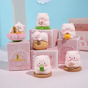Cute resin pig figurines set, ideal for desktop decoration and car interior ornaments.