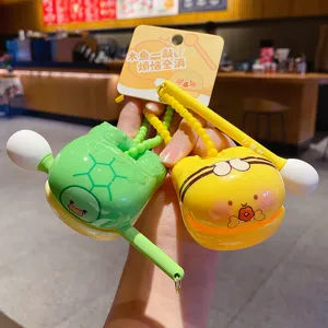 Creative Wooden Fish Decompression Keychain Cartoon Animal Stress Relief Toy Bag Pendant Portable Key Ring Gift