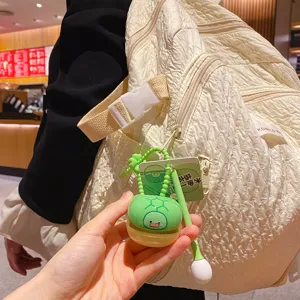 Movable green cartoon turtle muyu stress relief keychain backpack pendant decompression toy