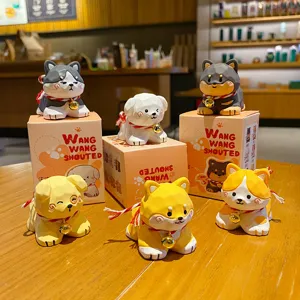Figurines de chien style bois mignonnes déco bureau créatif ornements résine voiture set