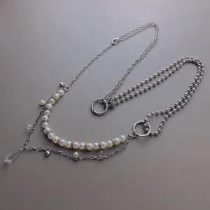 Hip hop pearl waist chain body chain with water drop pendant, cool style jewelry accessory.
