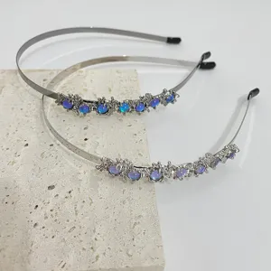 Cerchietto Metallo Punk Texture Lava Vintage Irregolare Plissettato Hoop Con Pietra di Luna Artificiale Donna Accessori