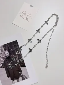 Y2K zilveren metaal vlinder taille ketting strass jurk riem mode lichaam sieraden