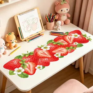 Strawberry print table runner for summer party decoration and home dining table.