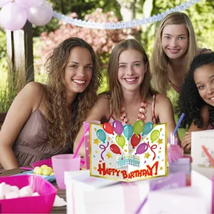 3D pop-up happy birthday greeting card with envelope for celebration and party gifts