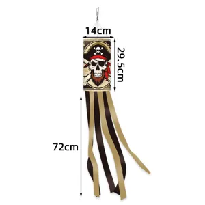 Pirate windsock outdoor hanging flag holiday decoration yard ornament skull pattern detail