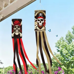 Pirate windsocks for outdoor garden decoration, Halloween party hanging flags and streamers.