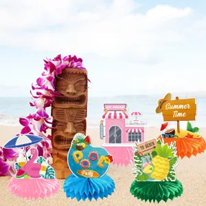 Centrotavola festa hawaiana set decorazioni a nido d'ape 3D per compleanno spiaggia estiva