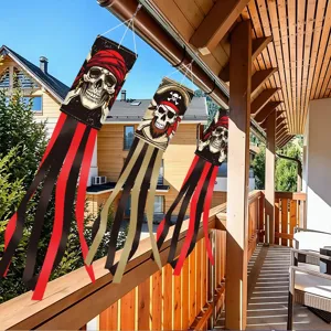 Pirate windsock flag outdoor hanging decoration Halloween holiday party yard hanging banner